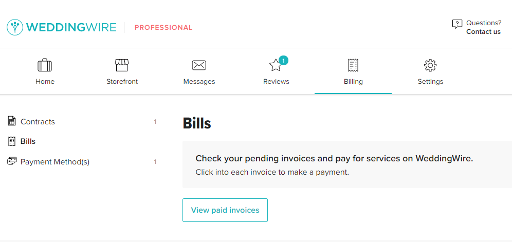 View The Knot Billing Contract Details The Knot Pro